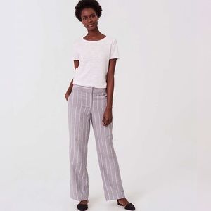 LOFT White sStriped Chambray Linen pants